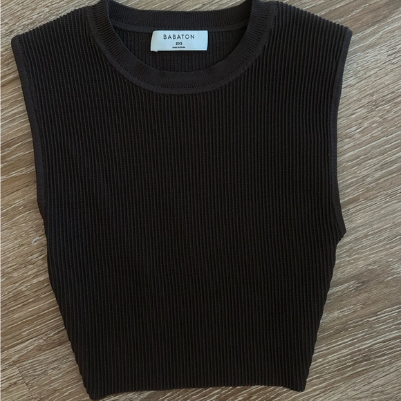 Babaton Sculpt Knit Brown Ribbed Top 🤎 - Picture 3 of 5